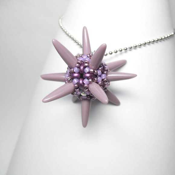 Handwoven Spiked purple ooak pendant - Picture 1 of 7